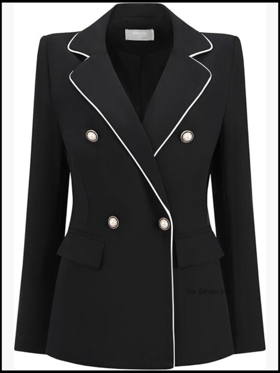 Jackets & Blazers - Double Breasted Work Blazer Business Casual Suit Jacket